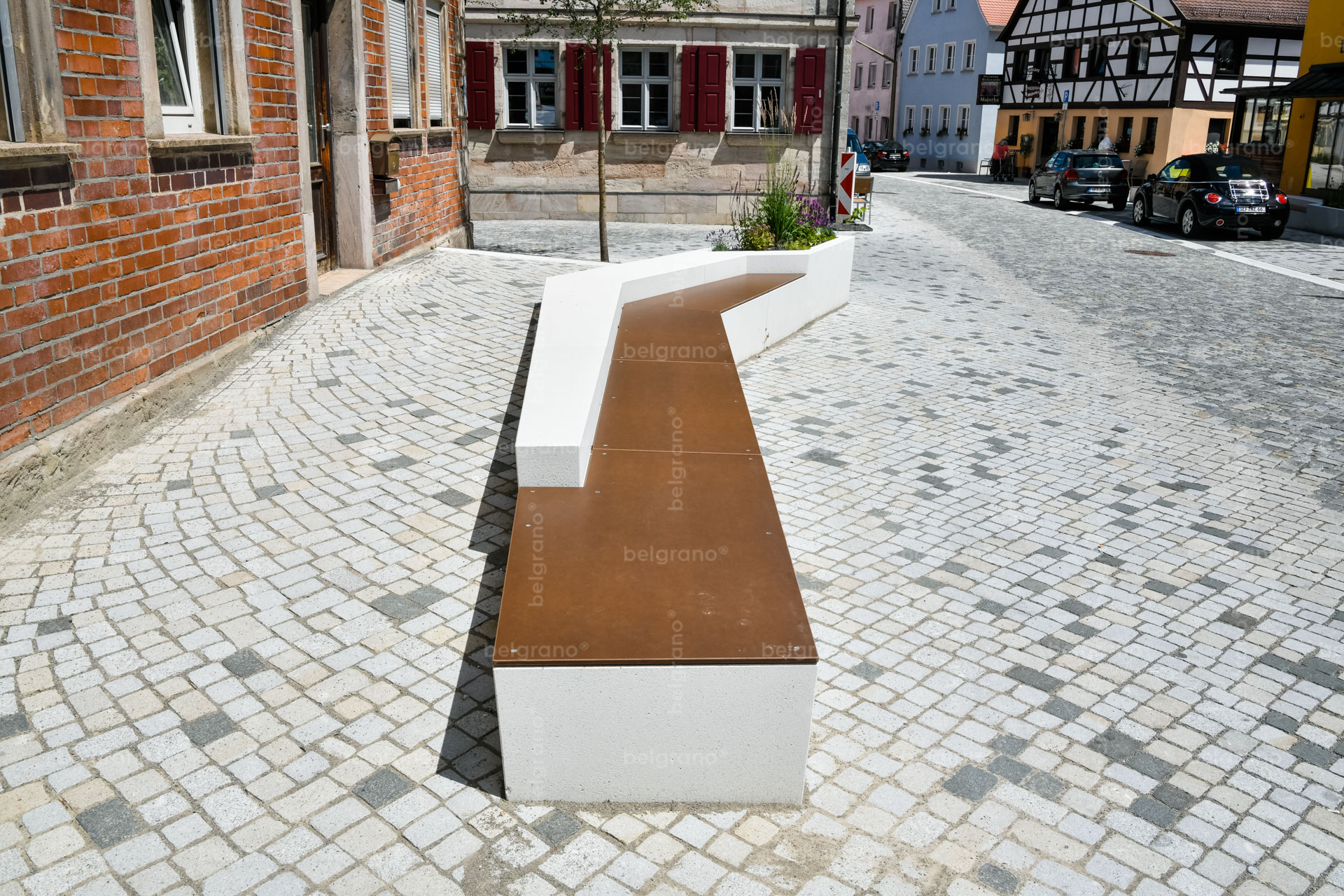 Individually designed street furniture invites to take a break